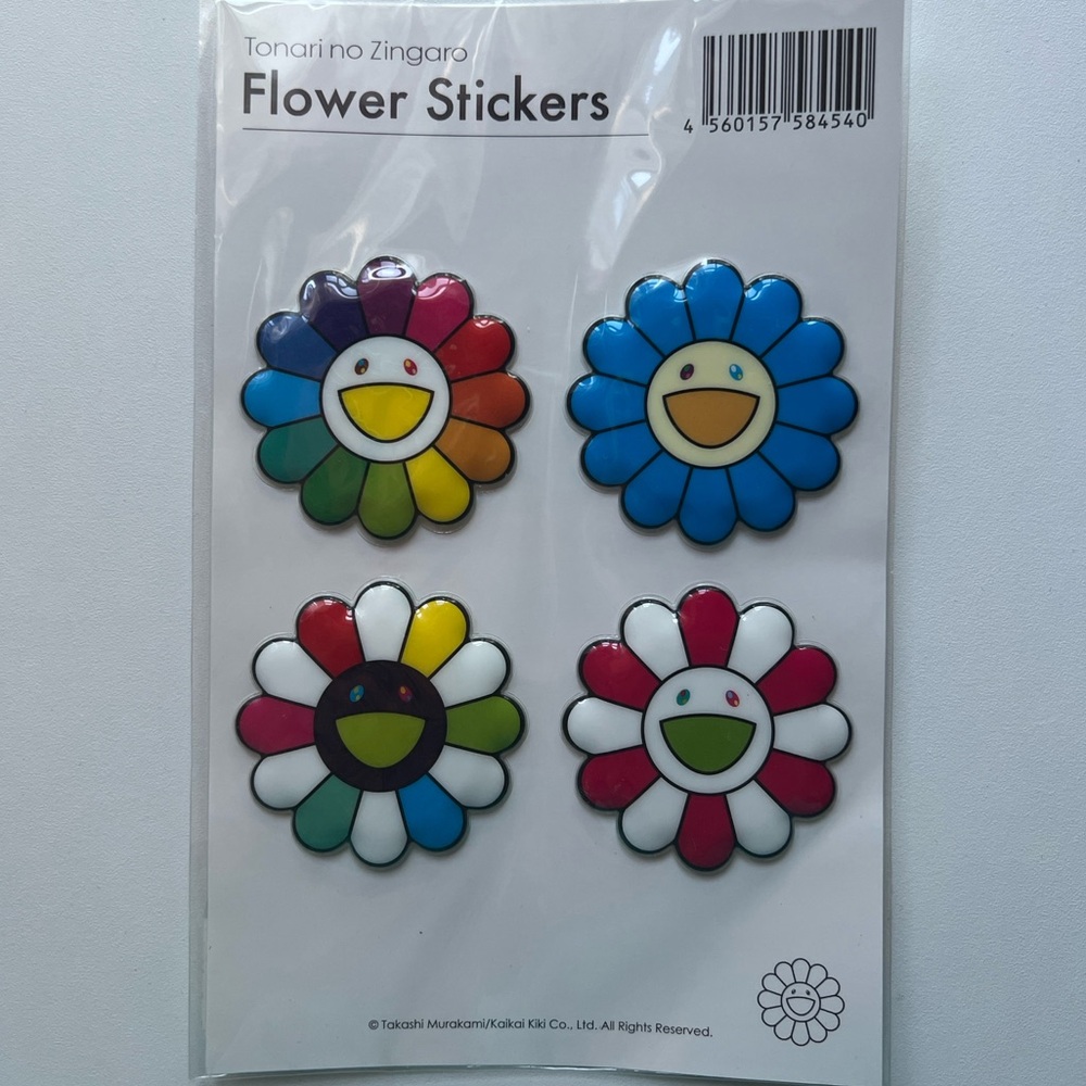 (New + Sealed) Takashi Murakami Flower 3D Puff Print Stickers (4 pack)